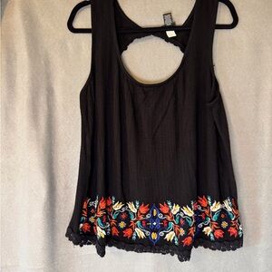 Embroidered Black Sleeveless Top by Torrid